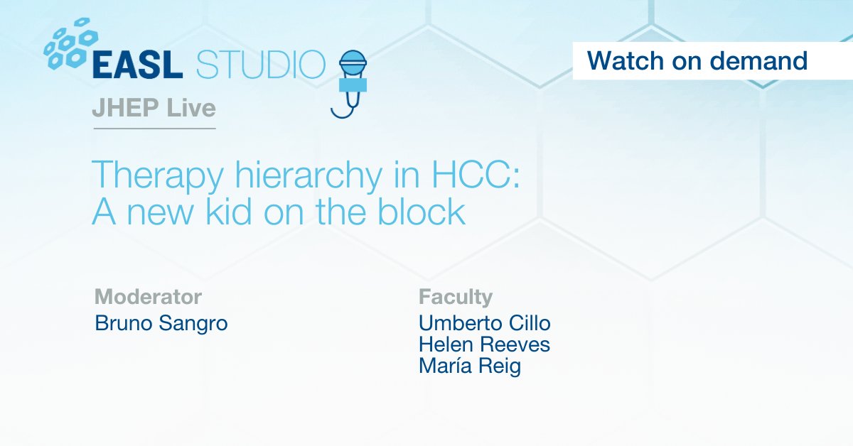 📢 The last #EASLStudio discussing the new therapeutic hierarchy approach and the well established BCLC staging algorithm is now available on demand!

📺 easlcampus.eu/videos/easl-st…

🎙️ easlcampus.eu/podcasts/easl-…

@EASLnews @JHepatology @Helen_ncl_HCC @ma5RN @prof_cillo #Livertwitter