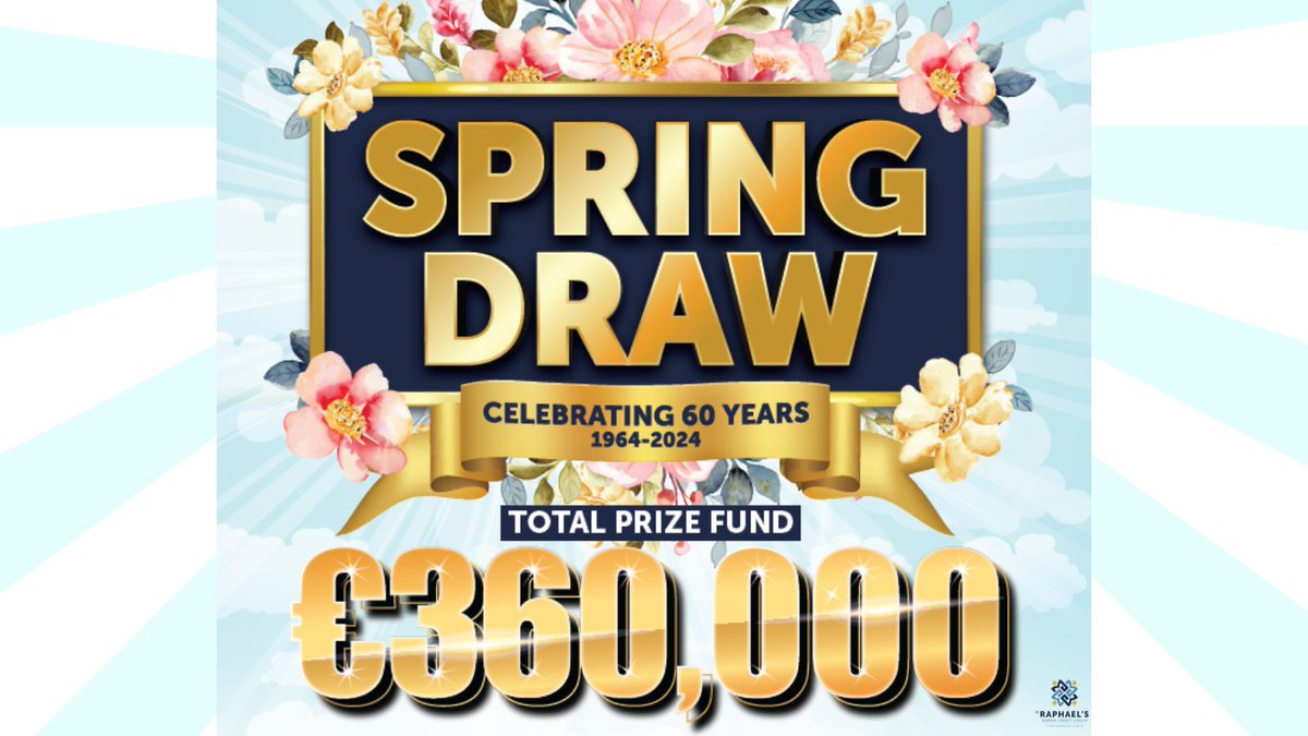 🚨 1 week to go to our Spring Prize Draw 🚨
To celebrate our 60th Anniversary we will be giving away 60 Prizes of €6,000 each! 🎉 Draw takes place Thursday 28th March at 11am. 

#PrizeDraw #GoodLuck #GardaCU
