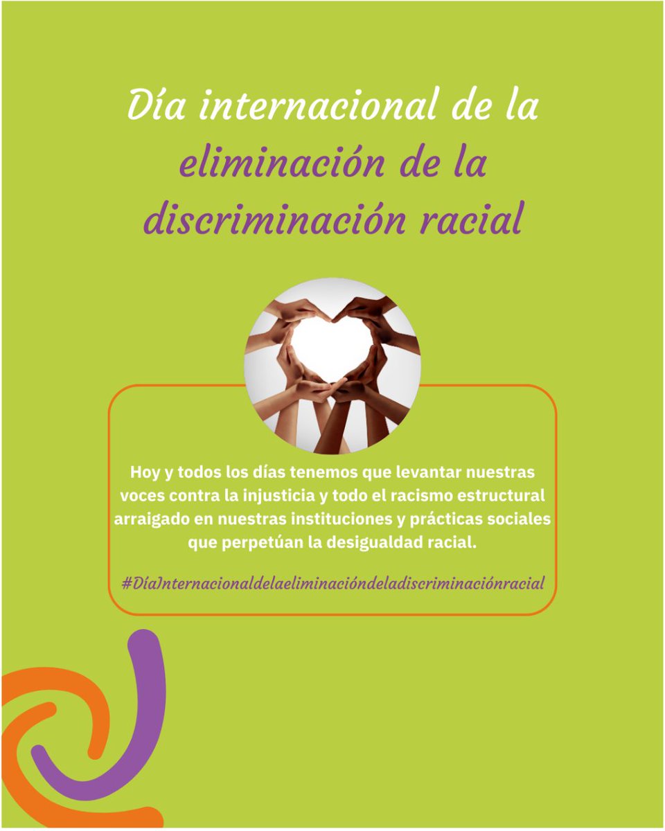 Hoy y todos los días tenemos que levantar nuestras voces contra la injusticia y todo el racismo estructural arraigado en nuestras instituciones y prácticas sociales que perpetúan la desigualdad racial.#NoAlRacismo #Racismo #DiscriminaciónRacial #DerechosHumanos