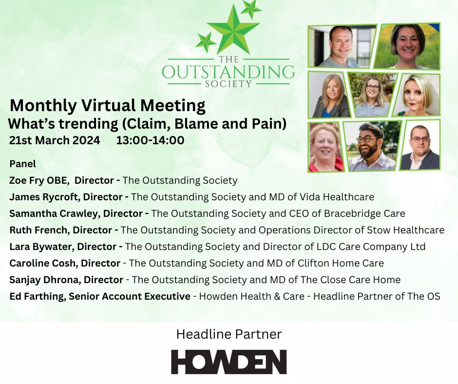 Join us TODAY at 1pm for our March Monthly meeting with our Headline Partners, @howdenlocaluk Get your tickets here: buff.ly/4a07NWw before it's too late! #Insurance #Insights #theoutstandingsociety #outstandingcare #howdeninsurance #careinsurance