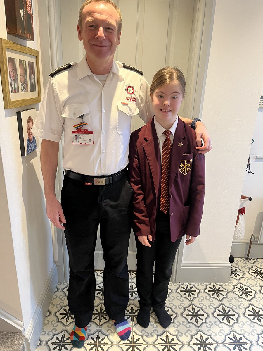 It’s #WorldDownSyndromeDay2024 and I’m showing my support with odd sock day and a picture of our inspirational little lady who proves you can achieve anything you want to. #EndTheStereotypes @LincsFireRescue