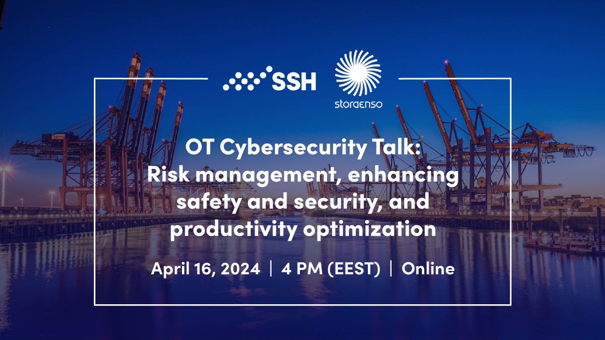 SSH's tweet image. 🔔 Mark April 16 in your calendar and join us and Stora Enso for an insightful webinar focused on #OTcybersecurity.
Secure your spot today! Register here: hubs.la/Q02pM0qj0
#cybersecurity #operationaltechnology #OTsecurity #criticalinfrastructure