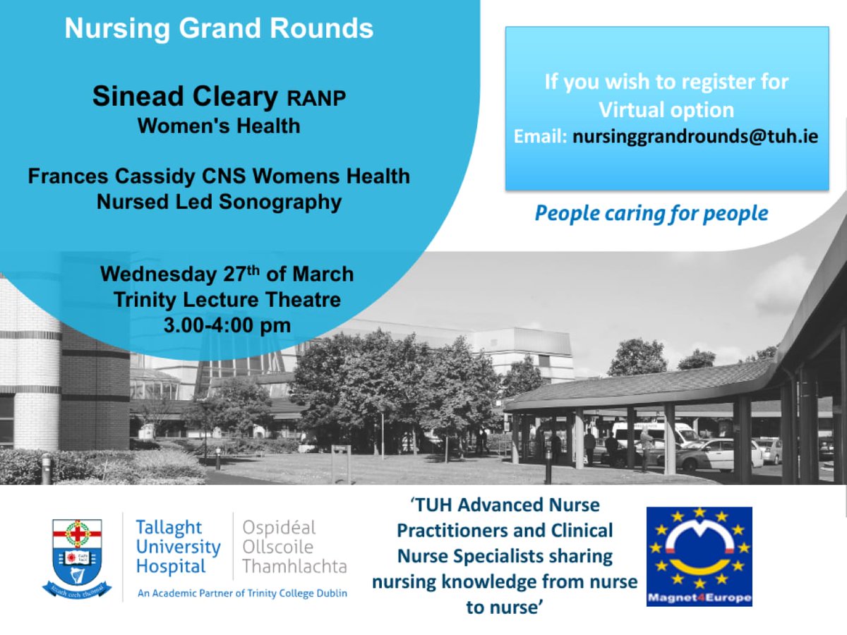 *SAVE THE DATE * NGR @TUH Wednesday 27th. Focusing on women's health. Email nursinggrandrounds@tuh.ie for online link or join us face -face.@DMHospitalGroup @HSECHO7 @TUH_Tallaght