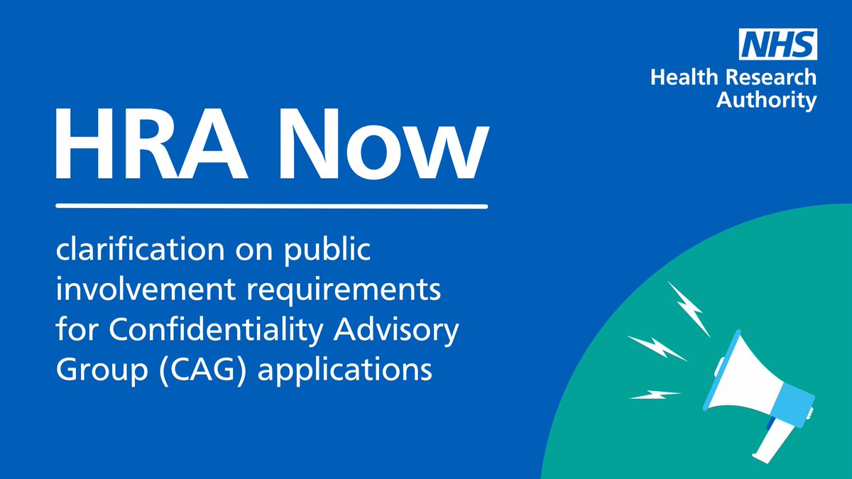We have published a clarification on the public involvement requirements for Confidentiality Advisory Group (CAG) applications. If you are planning to submit anything to CAG please take a look at this guidance. Read more ➡️ content.govdelivery.com/accounts/UKNHS… #publicinvolvement