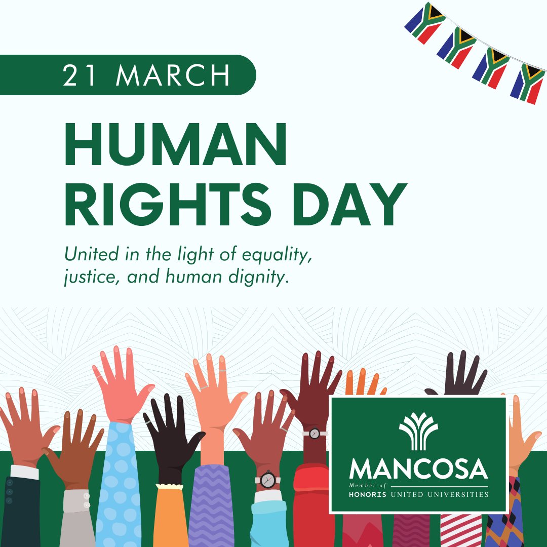 Today, MANCOSA joins South Africa in celebrating #HumanRightsDay. Let's continue the conversation and work together towards a world where every individual's rights are respected and upheld. #EducationForImpact #EducationForAll #MANCOSA