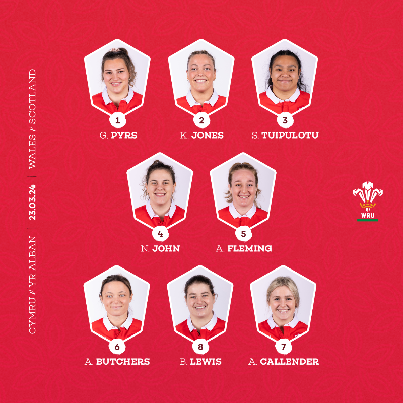 WelshRugbyUnion's tweet photo. 🏴󠁧󠁢󠁷󠁬󠁳󠁿 𝐗𝐕 𝐂𝐘𝐌𝐑𝐔 🏴󠁧󠁢󠁷󠁬󠁳󠁿

The Welsh team to face @Scotlandteam this Saturday in the @Womens6Nations! 👊 

📍Cardiff Arms Park
⏰ 16:45 KO
📆 23.03.2024
🎟 Link in Bio

#HerStory | #GuinnessW6N
