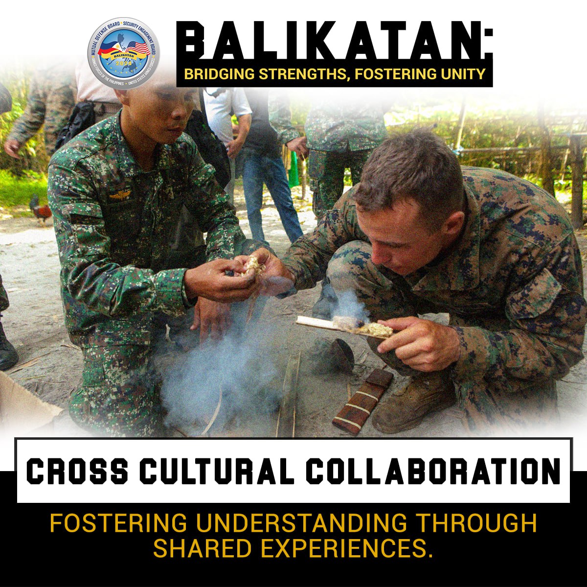 CROSS CULTURAL COLLABORATION | In addition to enhancing capabilities jointly, the Balikatan Exercises also promote mutual understanding through shared experiences.

#Balikatan2024 
#StrengthInUnity 
#AlliesForPeace
#AFPyoucanTRUST
#OneAFPOnePhilippines
#StrongAFPStrongPhilippines