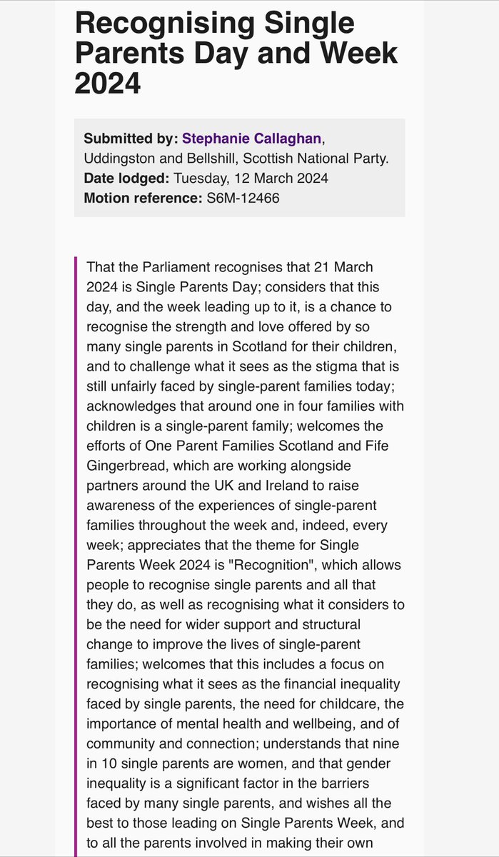 🙏 A big thank you to @StephySNP for tabling the motion in support of #SingleParentsDay at @ScotParl #SingleParentRecognition ⬇️ parliament.scot/chamber-and-co…