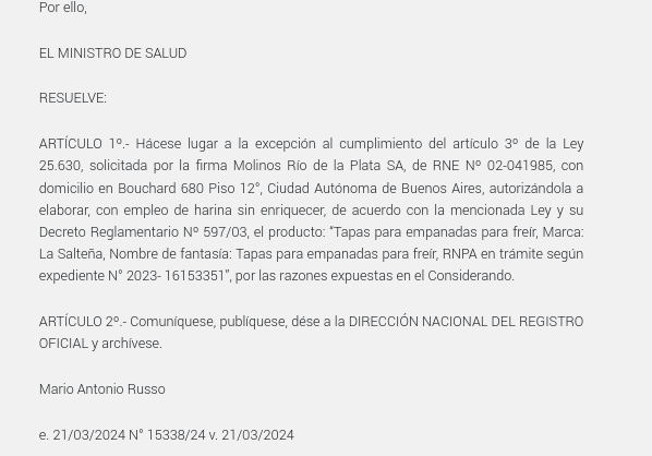 arilijalad's tweet photo. El ministro de Salud Mario Russo no entrega medicamentos pero tiene tiempo para autorizar a Molinos Rio de la Plata, de la familia Perez Companc, a hacer tapas de empanada de peor calidad porque la empresa dice que si usan harina adicionada (obligatoria para prevención de las anemias y las malformaciones del tubo neural tales como la anencefalia y la espina bífida) le cambia el gusto. 

O sea: el ministro de Salud le baja el costo a los Perez Companc (la harina adicionada es más cara) mientras no entrega medicamentos a casos graves.

#HabraConsecuencias