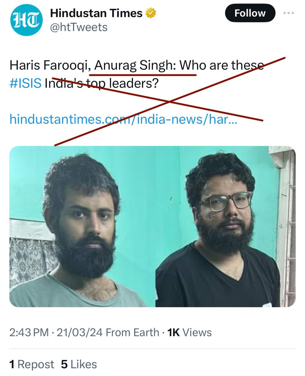 BefittingFacts's tweet image. Hello @htTweets,

Do you write Antonia Monia while addressing Sonia Gandhi?

Do you write A S Dileep Kumar while addressing A R Rehman?

Why are you using Anurag Singh in headline when he had converted to Islam and became Rehan years ago.

@boomlive_in @OnlyFactIndia @FactMyths…