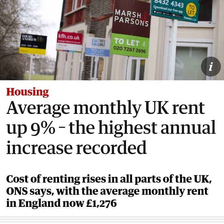 Average monthly UK rent up 9% - the highest annual increase recorded. 

#ukpropertynews