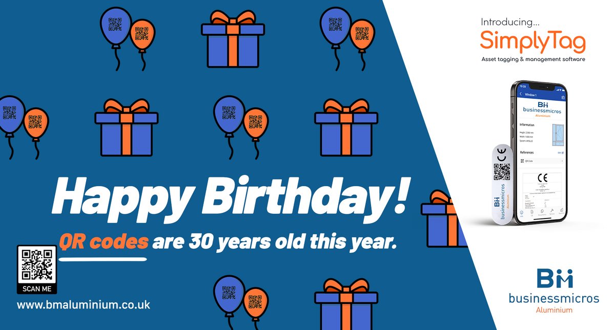 2024 is the 30th anniversary of the QR code. It's integral to our new SimplyTag module, but did you know it was invented in Japan in 1994 as a way to track parts in car assembly?
bmaluminium.co.uk/simply-tag/
