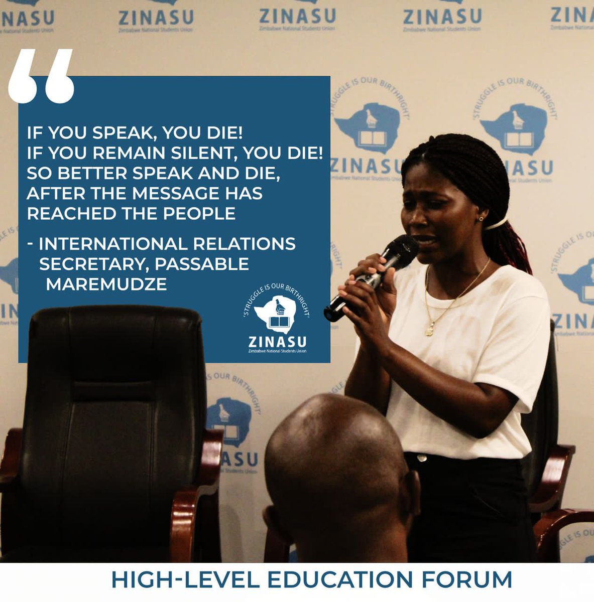 Like a famous saying we have in Zimbabwe, 'There's freedom of speech, but there is no freedom after speech.' We rather speak out than be oppressed.
#HighLevelEducationForum
#EducatiomForAll
@Zinasuzim @amnesty_zim @advocatemahere