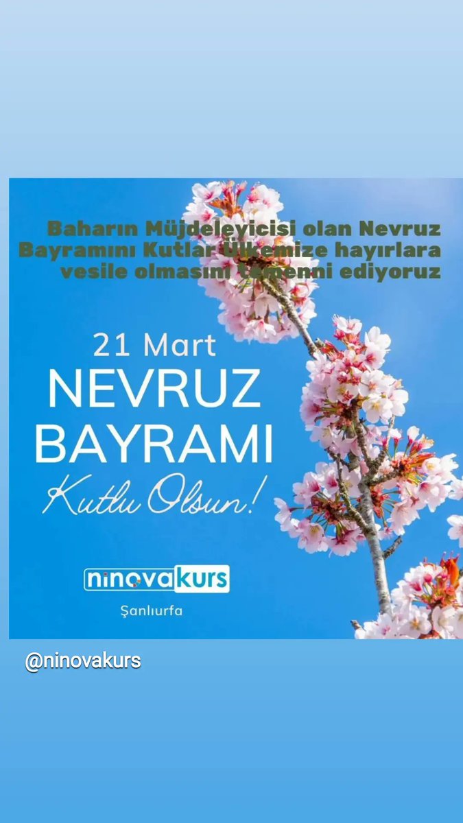 Baharın müjdecisi Nevruz Bayramınızı kutlar , ülkeye huzur ve barış getirmesini temenni ediyorum... #NevruzBayramı