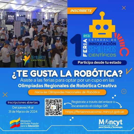 #Infocentro  📡Es HOY es HOY!!!

Lanzamiento OFICIAL de la Feria Estadal de Innovación "Semilleros Cientificos".

Una experiencia pedagógica y divulgativa del quehacer científico-técnico nacional de nuestros niños, niñas y jóvenes en el Subsistema de Educación