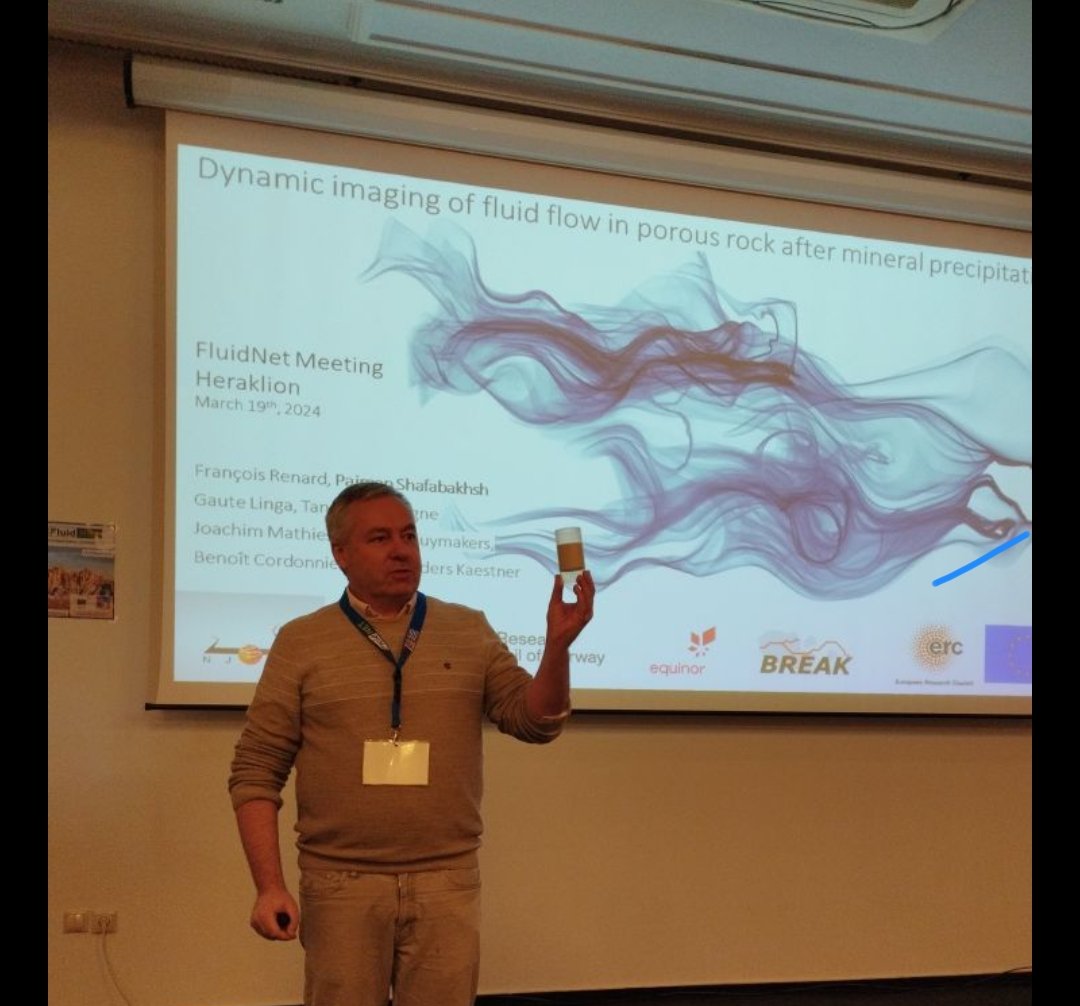 fluid_net's tweet photo. On our first conference day, talks ranged from fluid-rock interaction, fluid transport pathways, mineral precipitation, utilisation of AI, radioactive waste disposal, elemental mobility, isotopic geochemistry, earthquakes, alteration phenomena and ore deposits. https://t.co/dRdCOs46PN