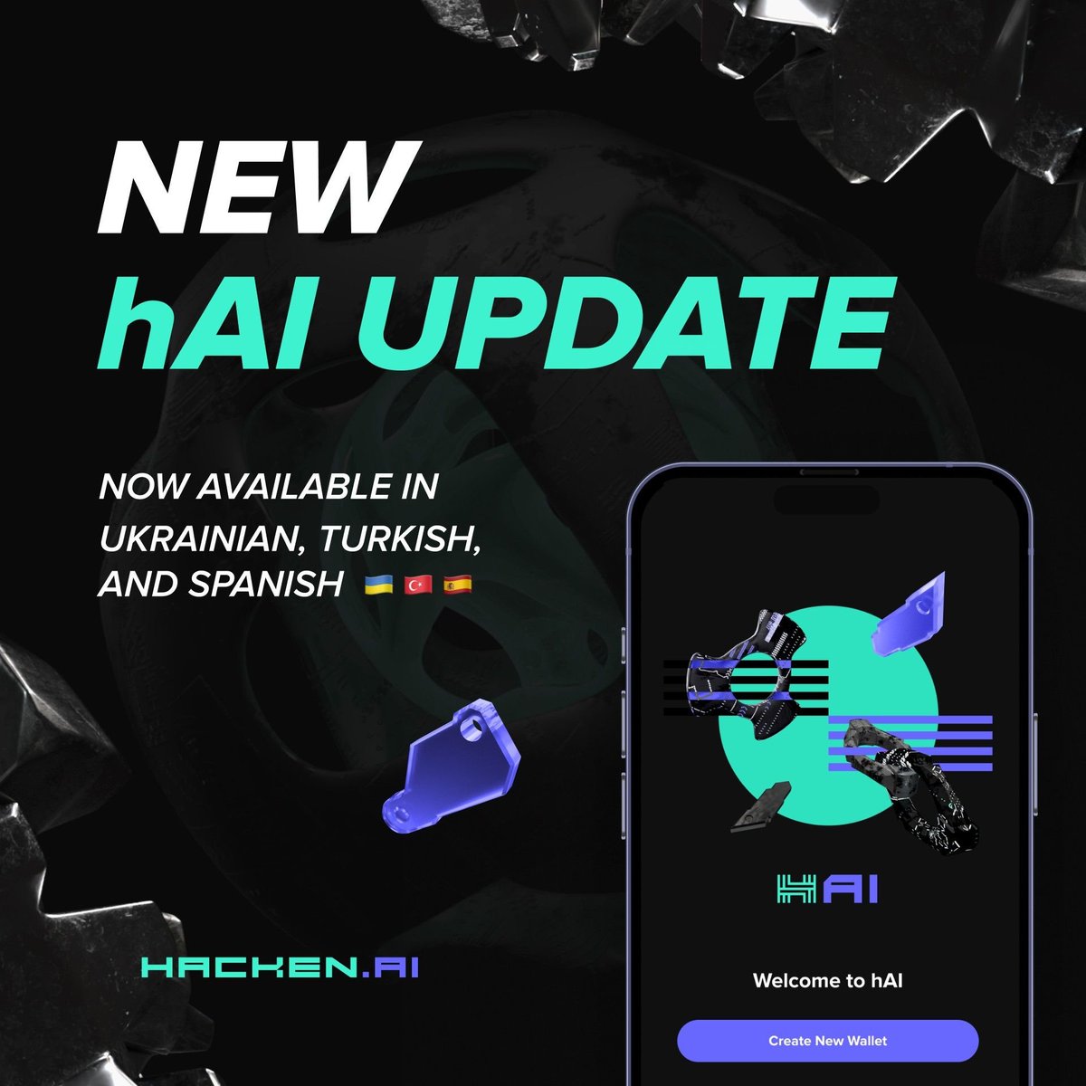 hackenai's tweet photo. 🚀 Our community is growing rapidly, with the number of $HAI holders increasing by almost 10% in just the last Q!

Now, hAI speaks your language with support for Ukrainian, Turkish, and Spanish! A massive thank you to our amazing community, who made this translation possible:
@hackenturkey – 🇹🇷
@kaboozyako – 🇺🇦
@JmaMarca & @Emerson55512938 – 🇪🇸