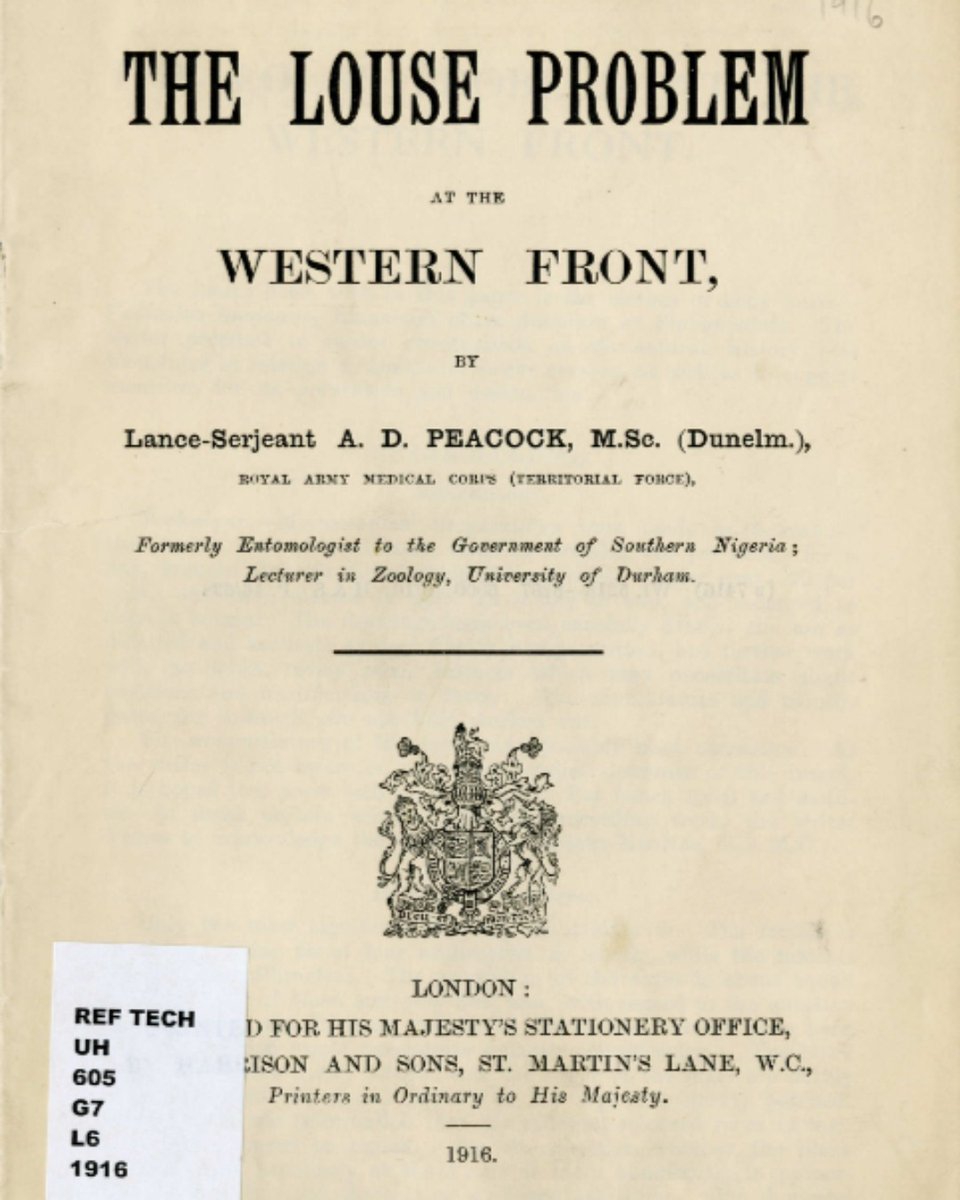 This 1916 manual, The Louse Problem at the Western Front, provided soldiers of the First World War with information on how to combat the lice epidemic with better hygiene and sanitation in the trenches. #FirstWorldWar #WWI