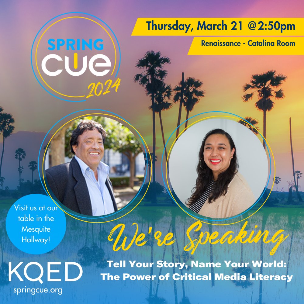 📣 Our 1st #SpringCUE session is today at 2:50pm: learn the fundamental concepts of Critical Media Literacy + how to support Ss in exploring their own intersectional identities by giving them opportunities to create media to share their voice, experiences + more. #CUEmmunity