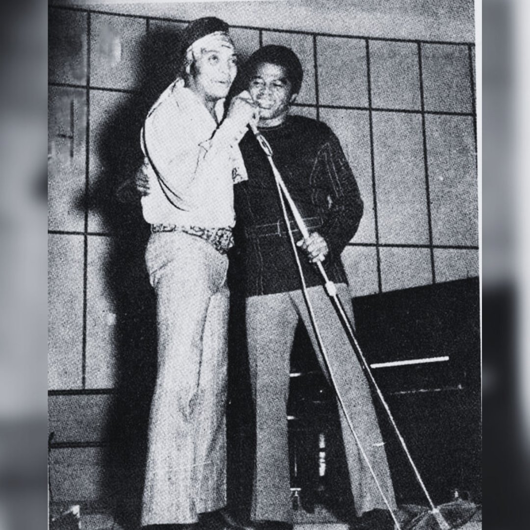 #ThrowbackThursday: James Brown and Jackie Wilson sharing a laugh at Hollywood's Trip Night Club, where James made a surprise visit to catch Jackie's show. The next night, Jackie returned the favor by surprising James at the Arena in Los Angeles. #JamesBrown #JackieWilson