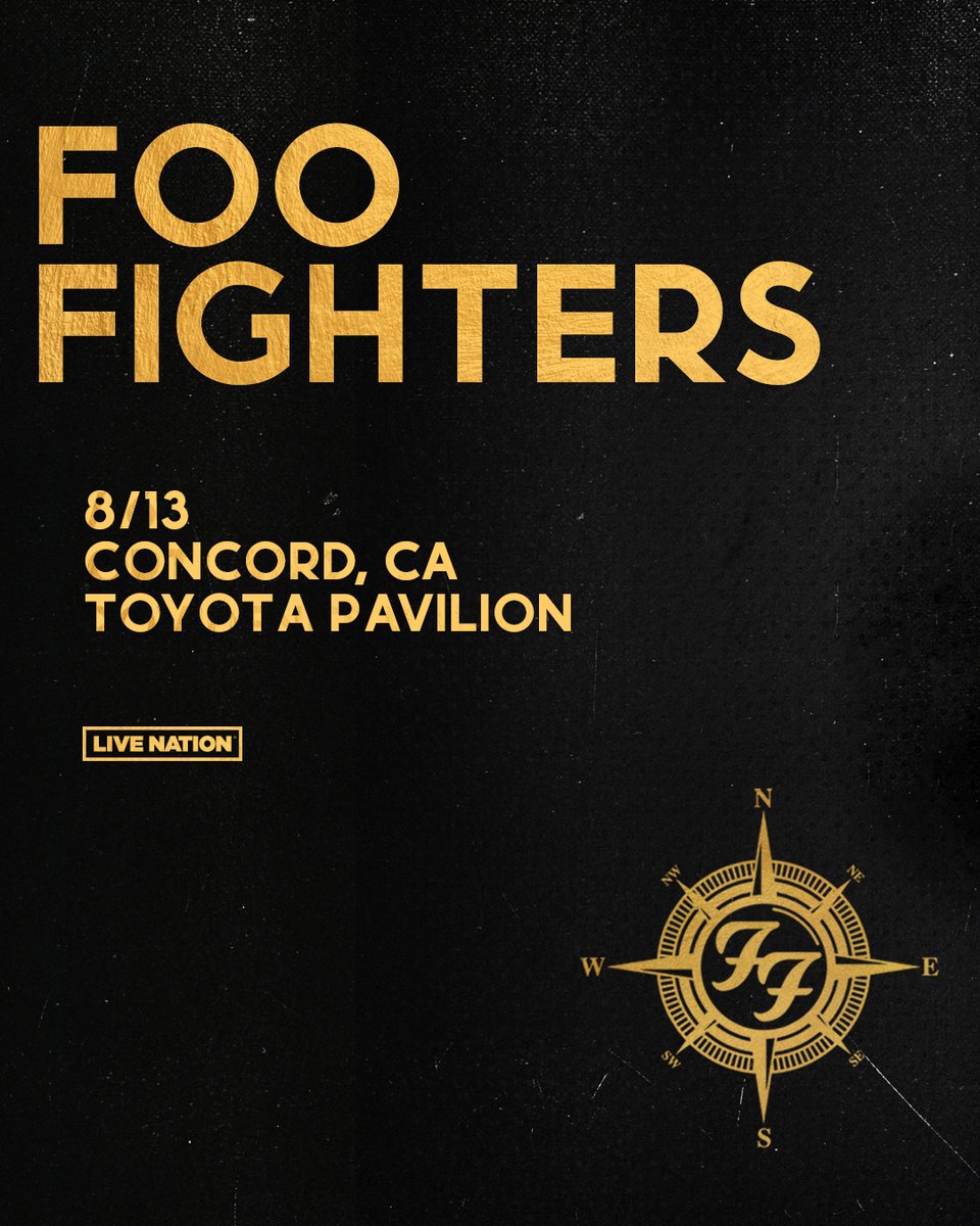 Limited tickets will be made available for select shows today at 10AM PT!!!

View all upcoming shows: foofighters.lnk.to/tour

Concord! 8/13 at the Toyota Pavilion is on sale today at 10AM PT.

Tickets: FooFighters.lnk.to/CCA24