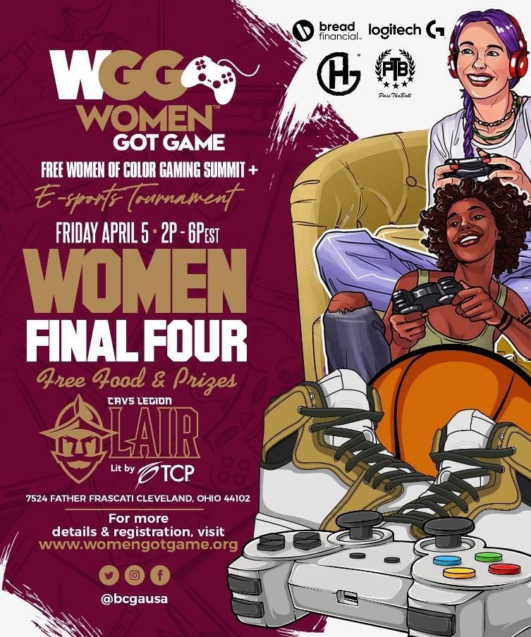 Join us on April 5 at Women Got Game 2024 in Cleveland, OH! Experience thrilling tournaments, prizes, scholarships, and MORE. See you there! FREE ACCESS 👉 bcgausa.org/women-got-game… #WomenGotGame #WomensHistoryMonth #WGG2024 #WFF2024 #WomenFinalFour #Cleveland #esports