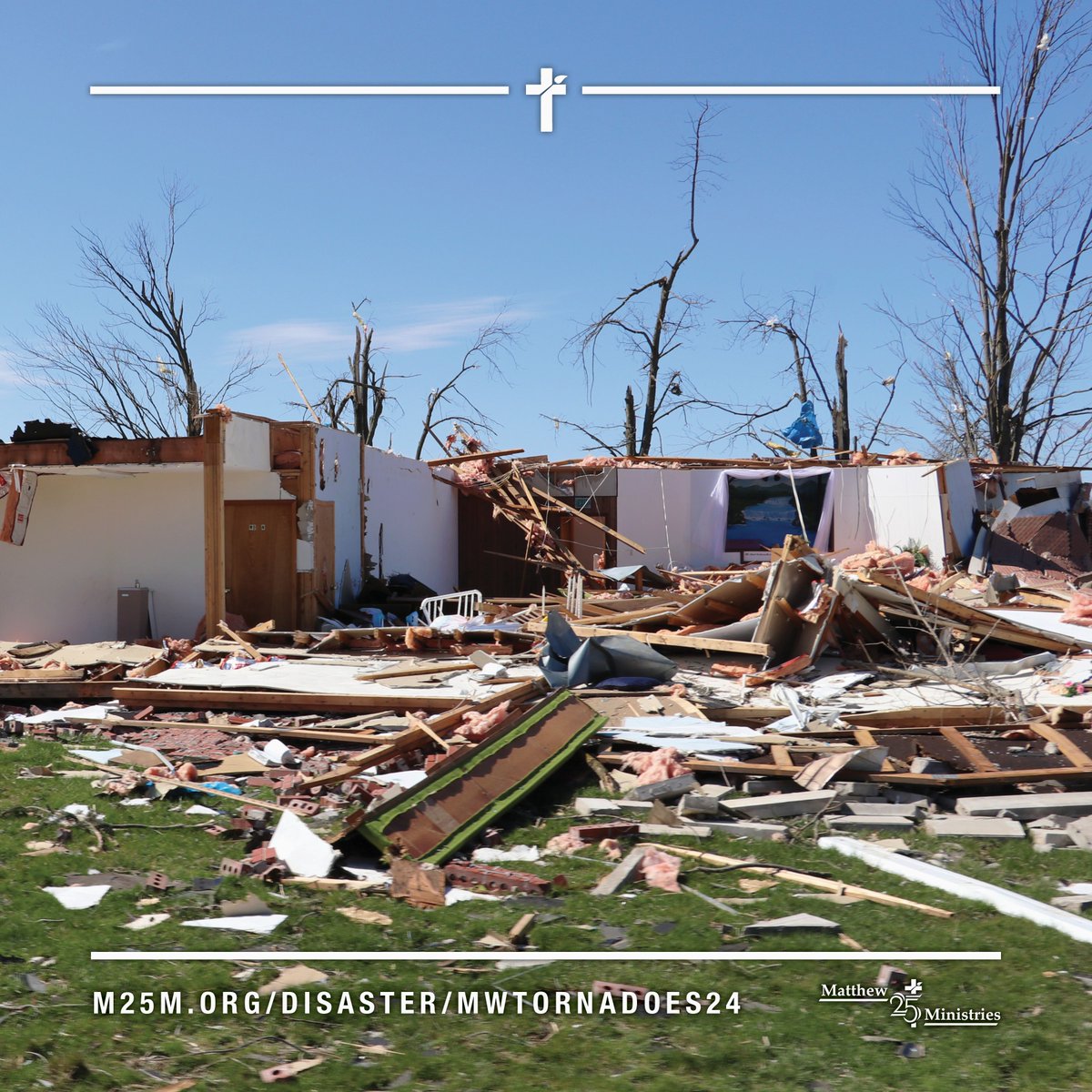 Our team has been distributing relief supplies, including @CintasCorp first aid and safety kits, to provide added safety and care for people cleaning up their homes and properties after the recent devastating tornadoes. Updates on our ongoing response at m25m.org/disaster/mwtor….