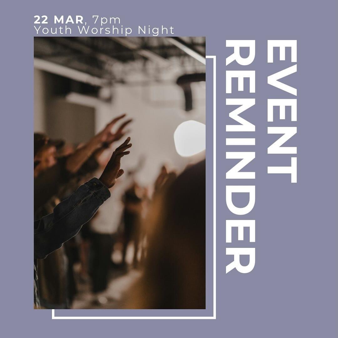 EVENT REMINDER //

So for the Youth Worship Night for school years 7-13 this Friday 22 March, starting at 7pm games, worship, a short talk plus tuck shop. Not to be missed! For further info and to sign up, visit stsavs.org/calendar or speak to youth leader.