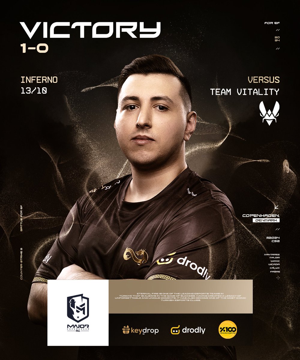 BEES IN THE TRAP! 

PGL Major Copenhagen 2024 Elimination Stage Round 1 karşılaşmamızda Team Vitality ekibine karşı 1-0 skorla galibiyet alıyoruz! 🔥

⚔️ #battleforEF #forEF #yüzdeyüzgaming