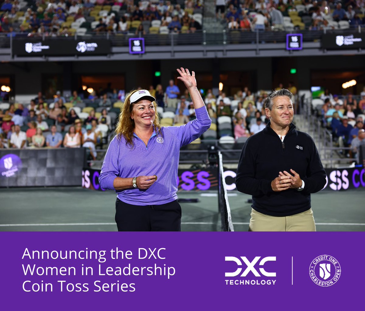 🎾 DXC is sponsoring the coin toss at @CharlestonOpen. 'Our sponsorship provides the perfect occasion to honor performance-driven women leaders on and off the court...” said Ray August. Read more: dxc.to/3x5txla #WTA #PerformanceDriven #DXCinsurance