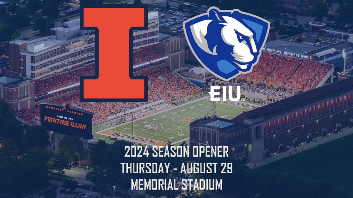 The 2024 @EIU_FB season opener at Illinois has been moved to Thursday, August 29 Game time and broadcast info to be released later Third time EIU will play Illinois in football EIU home opener Sept. 7 vs Indiana State Release🏈🗓️🚨👀⬇️ eiupanthers.com/news/2024/3/21…