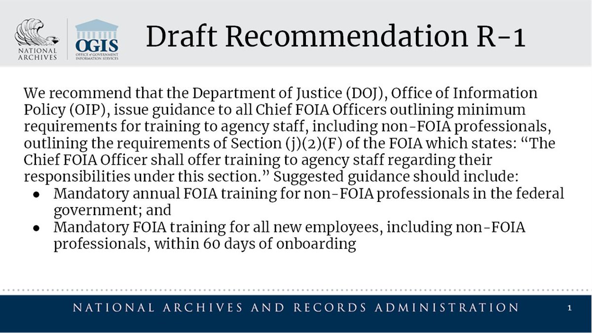 The #FOIA Advisory Committee heard this draft recommendation on March 5 and is scheduled to vote on it at their April 4 meeting. Have thoughts? 🤔Submit comments via archives.gov/ogis/public-co…