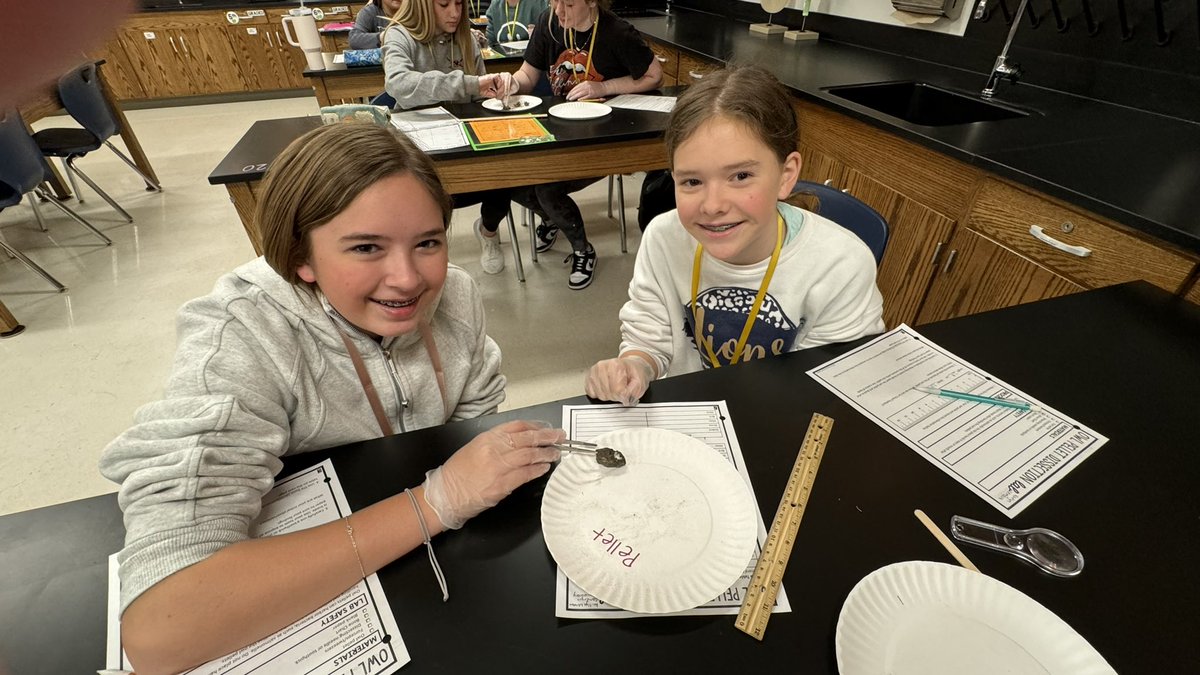 oakhillslions's tweet photo. Oak Hills 7th Grade Science students examined owl pellets to discover that they contain regurgitated fur, feathers, and bones of the small prey they eat. Using a bone chart, the students were able to identify the various animals the owls had eaten. #LionsLearning #sciencelab https://t.co/JOGA0GdfWP