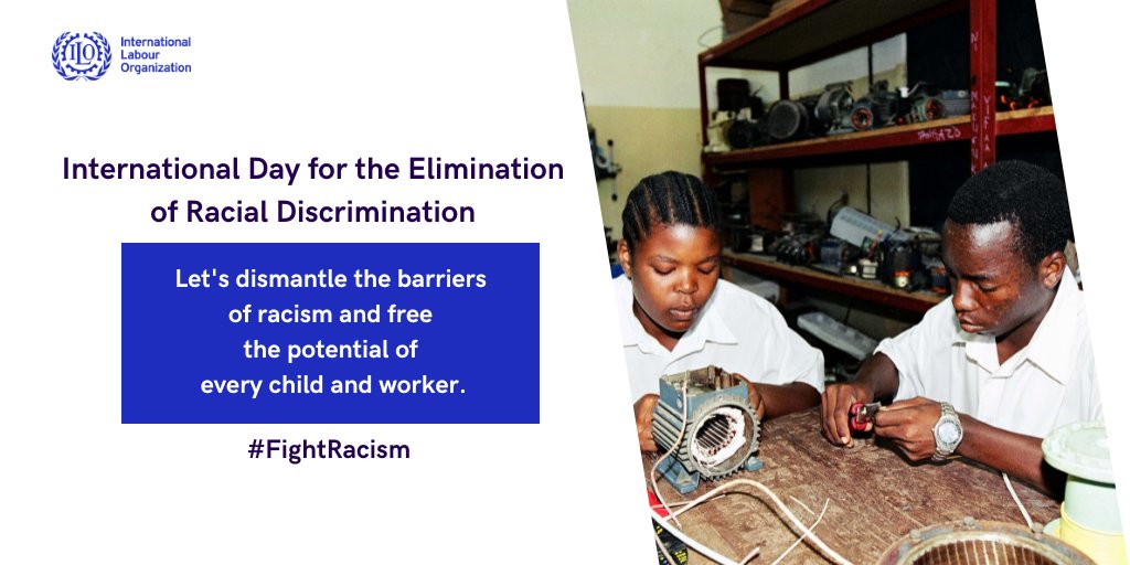 This day marks a call to action against racial discrimination and a moment to reflect on the Decade for People of African Descent. Understanding our shared history is the first step toward ending exploitative practices like #ChildLabour and #ForcedLabour. #Fight Racism