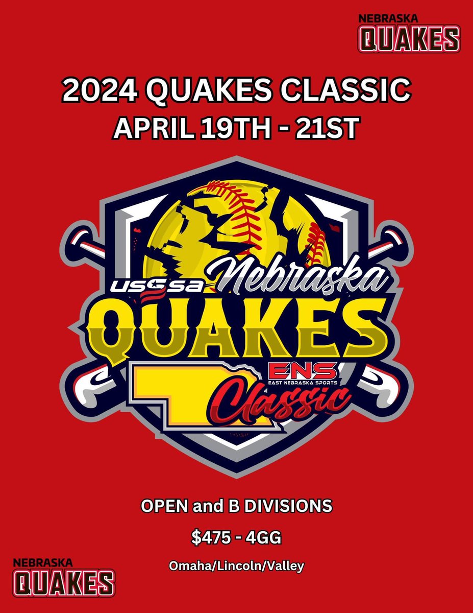 The 2024 Quakes Classic is one month away and currently has 126 teams registered. We're hoping to fill a handful of remaining open spots: 18O - 3 18B - 2 16O - 1 16B - 1 12O - 1 usssa.com/fastpitch/even…