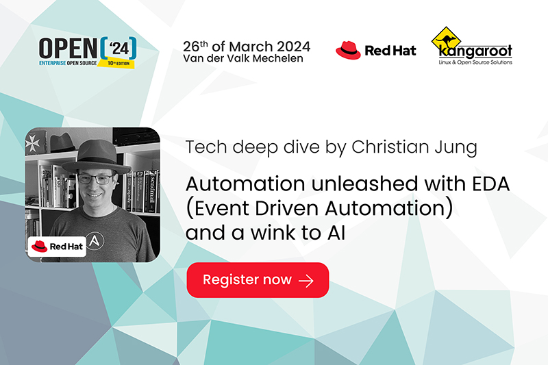 Join us at OPEN'24 to discover together with Christian Jung all about Event Driven #Automation Save seat now at open-24.be #OPEN24 #OpenSource #Conference #Networking #RedHat #demo #automation