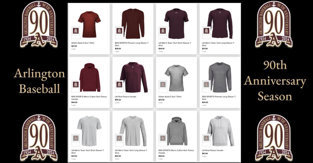 Players, Students, Parents, Family, Fans, Faculty, Staff and Proud Arlington ⚾️⚓️ Alumni, Help Us Celebrate 90 Years of Arlington Baseball by Ordering our Special Edition 90th Year Apparel! All Proceeds will go to the Arlington Education Foundation!  Link Below to Order! #AOE