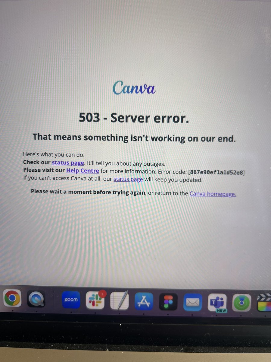 Gah. Canva is down. Anyone else having trouble? #canvadown #canvaoutage #canva #canvanotworking