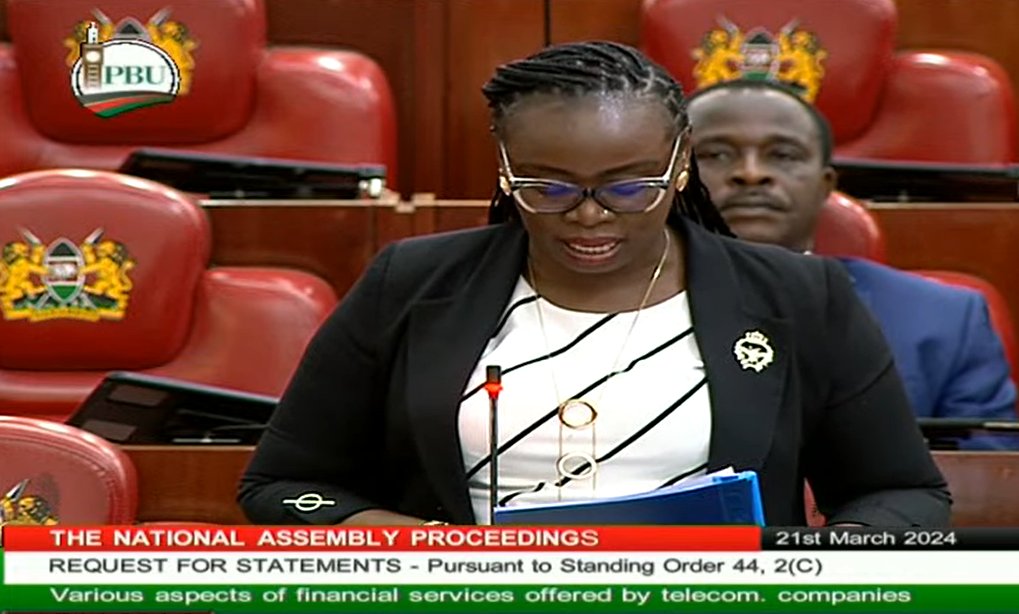 Hon. @renee_mayaka seeks a statement from the Departmental Committee on Finance regarding Various aspects of financial services being offered by telecommunication companies in Kenya. #BungeLiveNA.