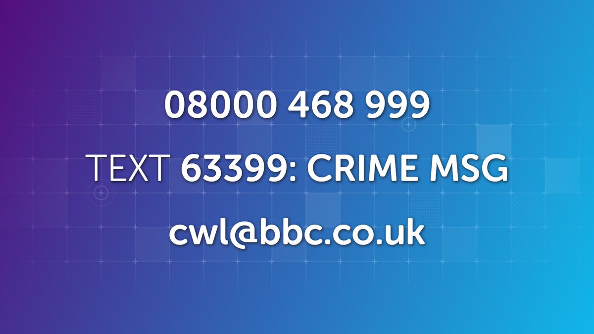 Don’t forget - if you have information on any of today’s Wanted Faces call us free on 08000 468 999 (until 11:30am), text: “CRIME” (with a space and then your message) to 63399 or email cwl@bbc.co.uk #CrimewatchLive
