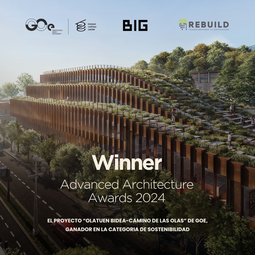 ♦️#GOe gana un Advanced Architecture Award en #Sostenibilidad 🏆 👏 Orgullo y agradecimiento tras conocer que el proyecto de edificio diseñado por el estudio danés de @BjarkeIngels “Olatuen Bidea-Camino de las olas” ha logrado este reconocimiento en el marco de #Rebuild 2024.