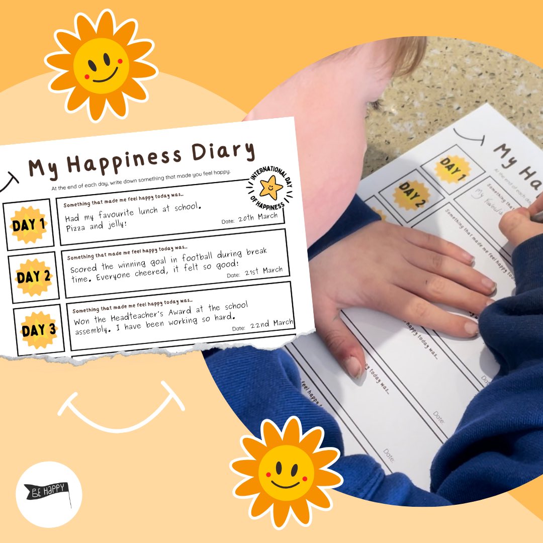 behappyresource's tweet image. Are you doing our Happiness Challenge? It’s not to late to start! 🌟 Simply head to our website and download our free diary template.

Zach, age 7, wrote about eating his favourite lunch with his friends.

Head to our website to take part and download! 📲 behappyresources.co.uk/product/7-day-…