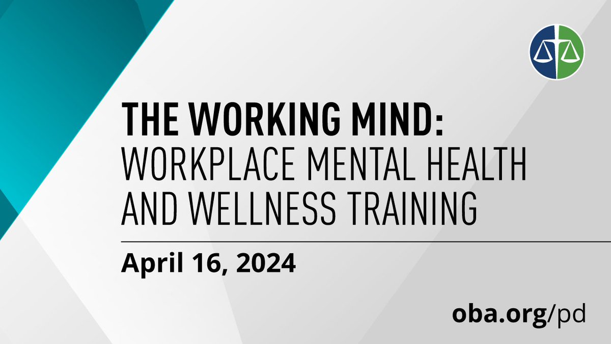 The OBA is collaborating with the Mental Health Commission of Canada to offer tailored training for law firm leaders. Increase the quality of the overall health and wellness of your workplace with this tailored certificate program. Spaces are limited. cbapd.org/details_en.asp…
