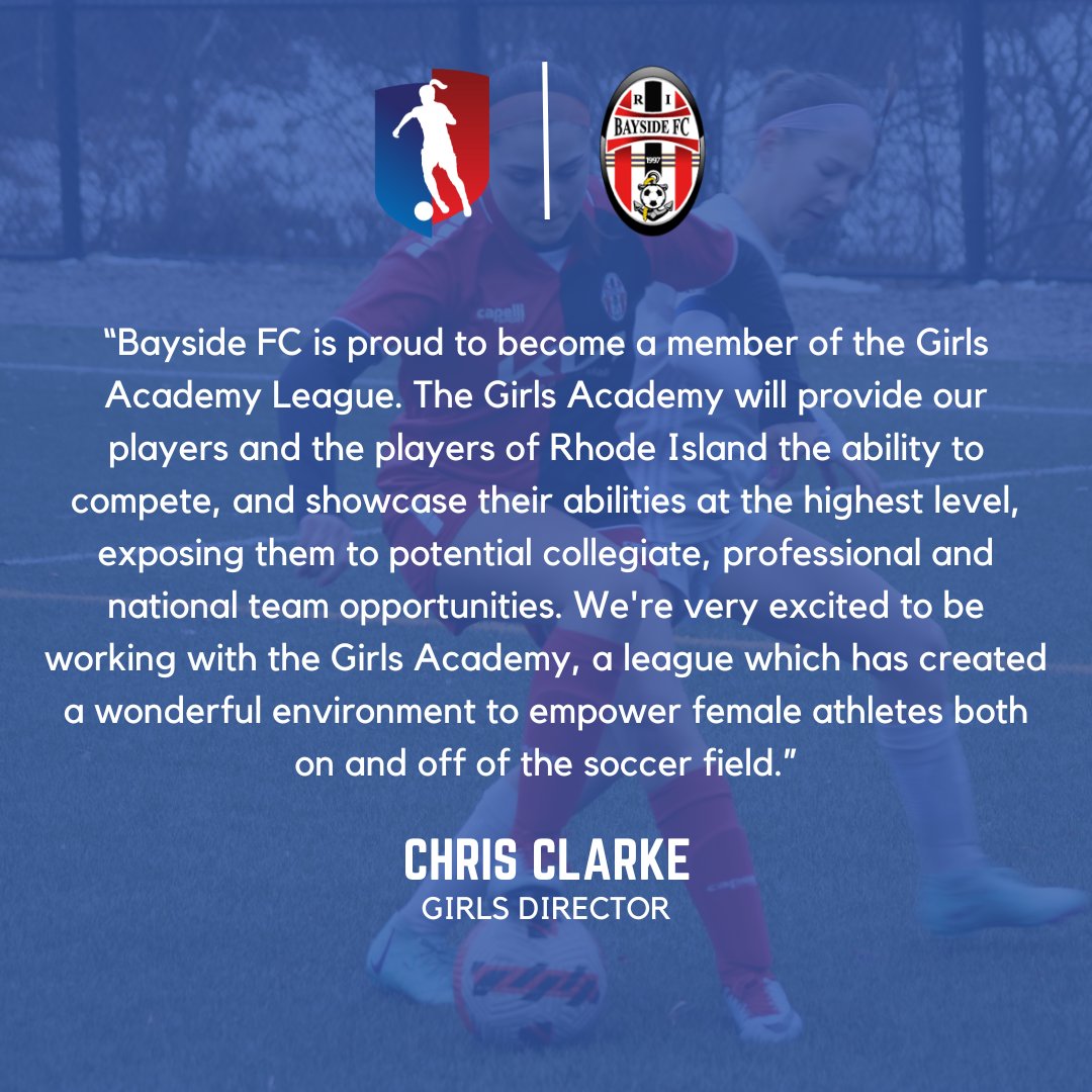 Girls Academy (@gacademyleague) on Twitter photo Welcome to the GA, <a href="/BaysideFC_RI/">Bayside FC</a>! 🙌
We are very excited to announce the addition of Bayside FC to the Northeast Conference! Welcome to the GA, <a href="/BaysideFC_RI/">Bayside FC</a>! 🙌
We are very excited to announce the addition of Bayside FC to the Northeast Conference!
