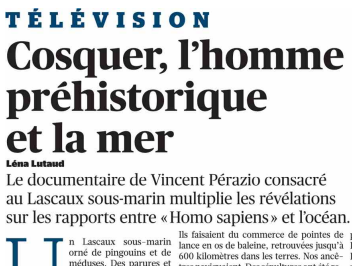 francetvpro's tweet photo. #LesMediasEnParlent #France5 

Science Grand Format @mathieuvidard
Grotte Cosquer, Homo sapiens et la mer

@Telerama @OuestFrance @Le_Figaro @Diverto_off 

#ScienceF5 #Archéologie #Préhistoire

▶️Ce soir à 21.05 | France 5 &amp; https://t.co/JqV7mXAoWY https://t.co/mc7qJmfWXL