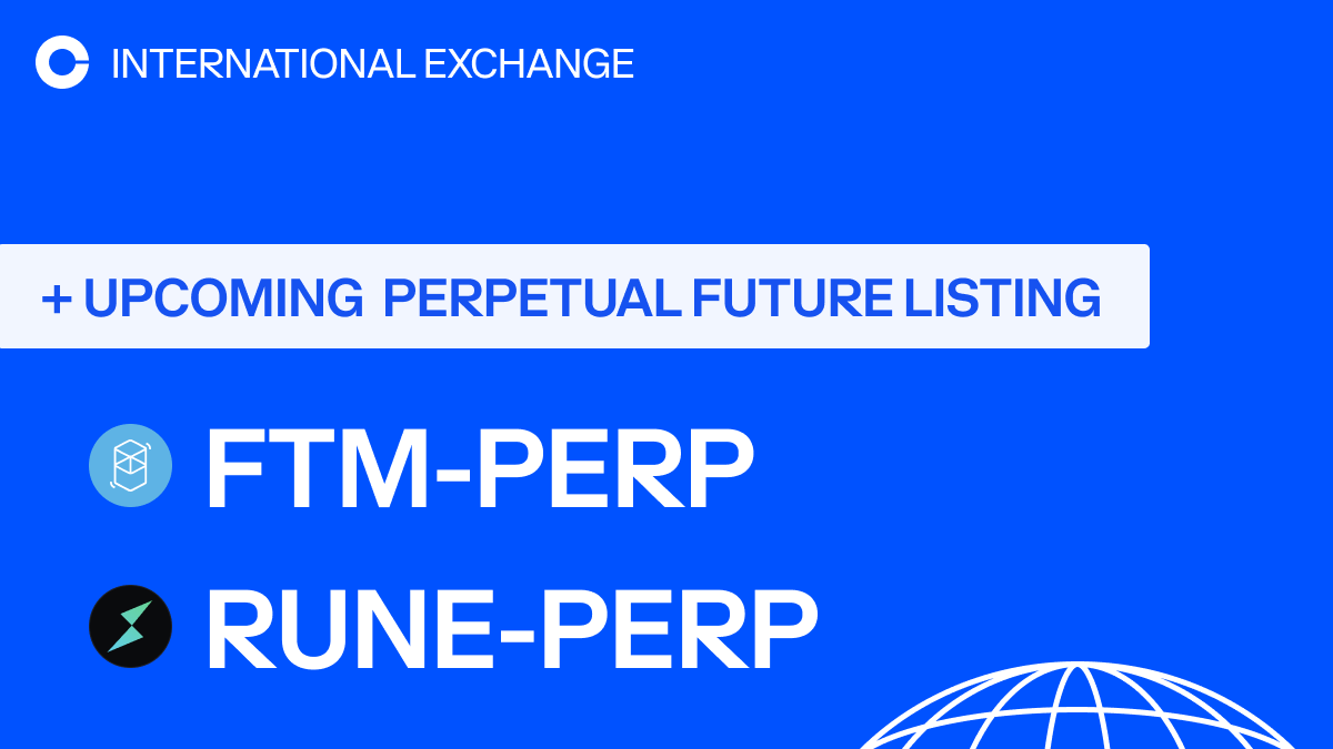CoinbaseIntExch's tweet photo. @CoinbaseIntExch will add support for Fantom and THORChain perpetual futures on Coinbase International Exchange and Coinbase Advanced. The opening of our FTM-PERP and RUNE-PERP markets will begin on or after 9:30am UTC on 28 MAR 2024. https://t.co/CHBVF58ISc