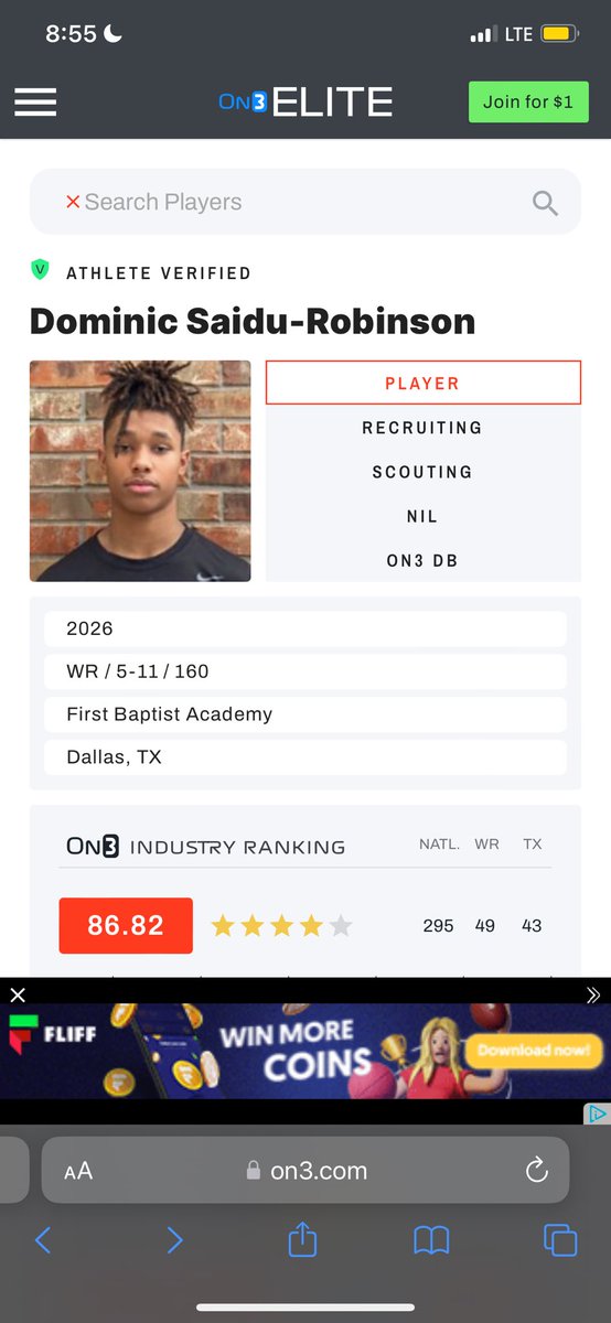 #AGTG Blessed and honored to be ranked a 4⭐️ by🙌🏾💲 @On3Recruits @GHamiltonOTF @MikeRoach247 @JClarkHFB247 @jlovvorn7 @drobalwayzopen @TXPrivateFBGuy @TXPSMedia @adamgorney @DemetricDWarren