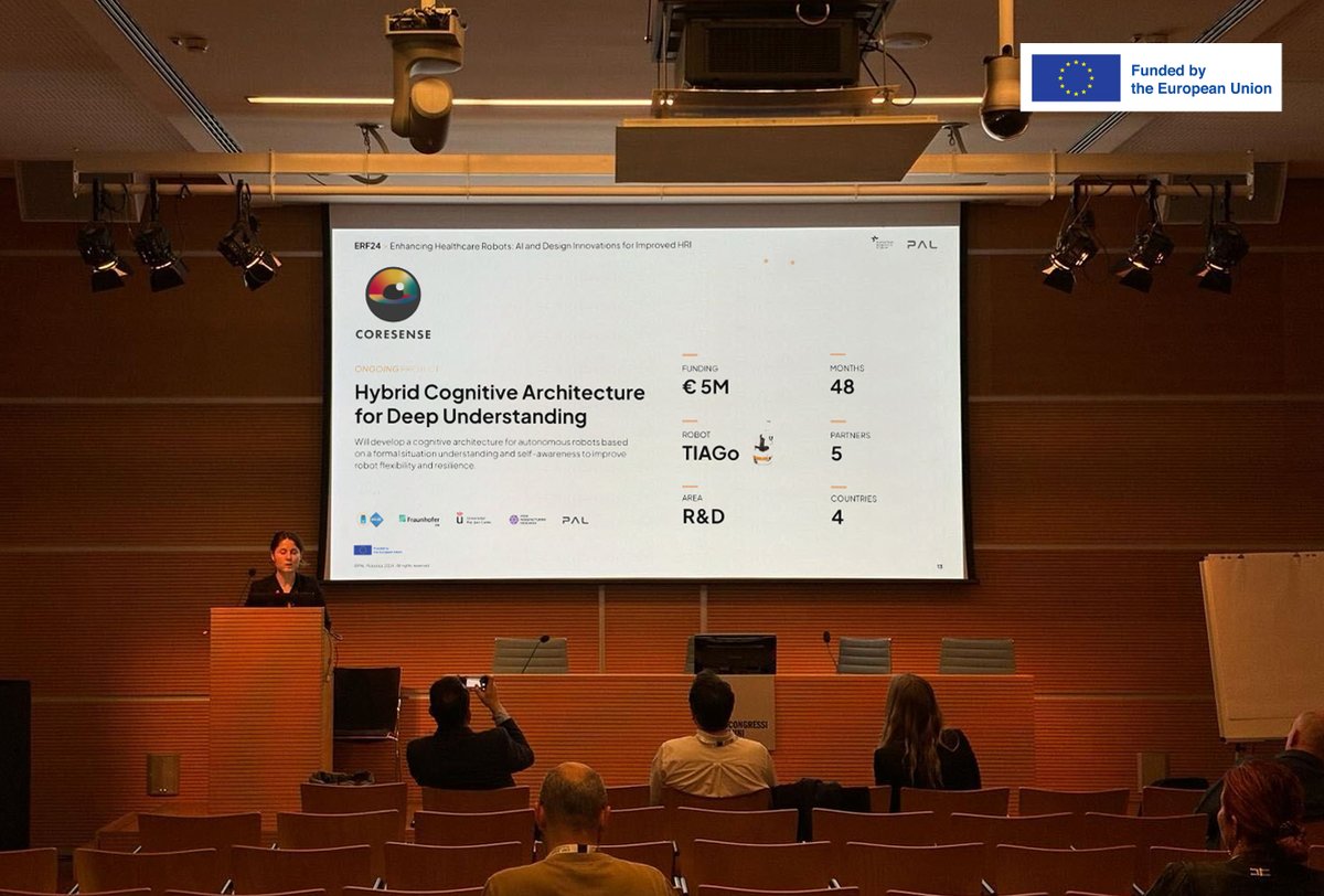 While at #ERF2024 ARI didn’t miss the chance to show the project the robot takes part in - @CORESENSE_EU! The CoreSense project aims to enhance cognitive robots' understanding and awareness in open-ended environments. Learn more: pal-robotics.com/collaborative-…