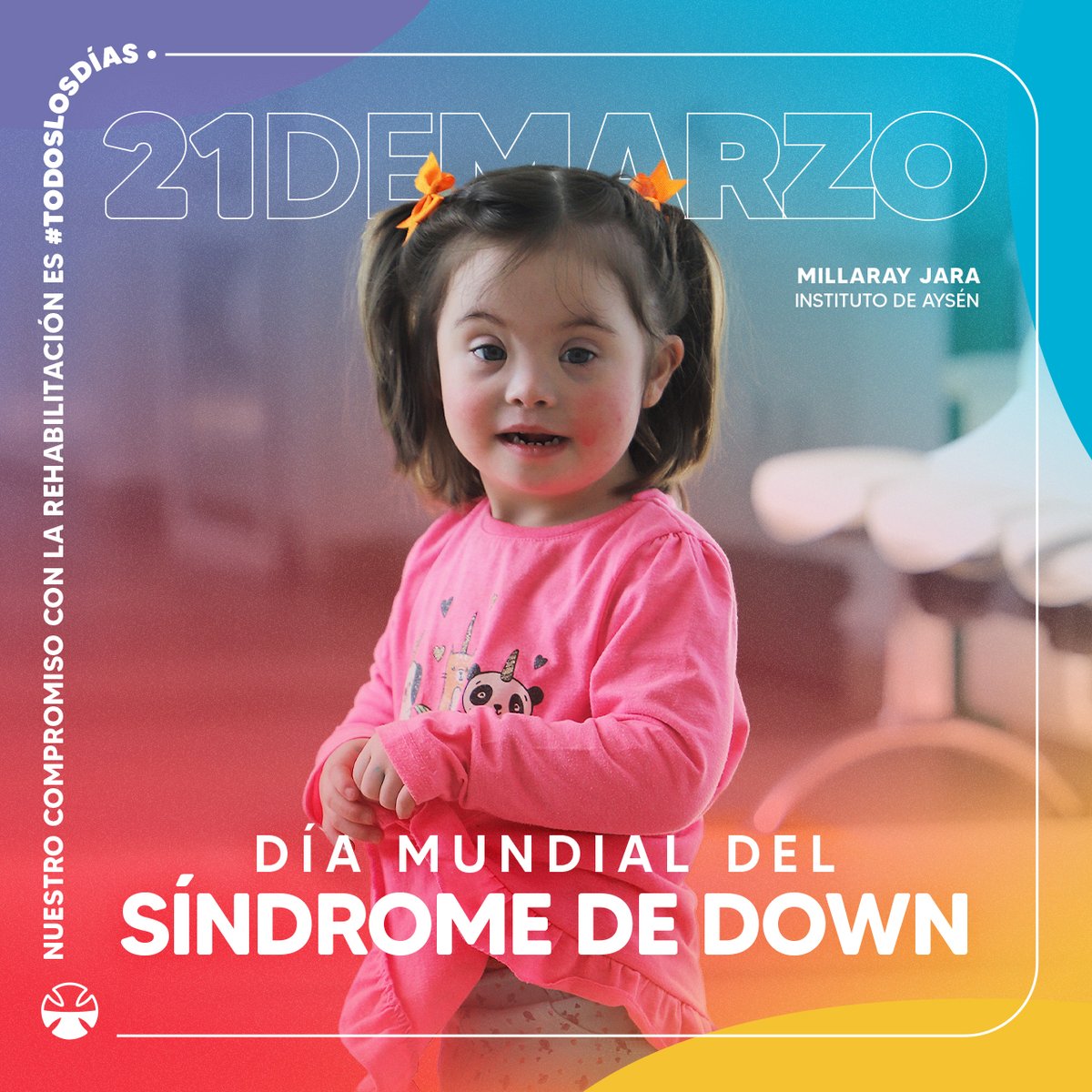 📅 Este 21 de marzo nos unimos al Día Mundial del Síndrome de Down. Esta fecha (21/3) fue elegida por representar la singularidad de la trisomía en el cromosoma 21, característica de esta condición. En Teletón trabajamos, #TodosLosDías, por un mundo más inclusivo ❤️