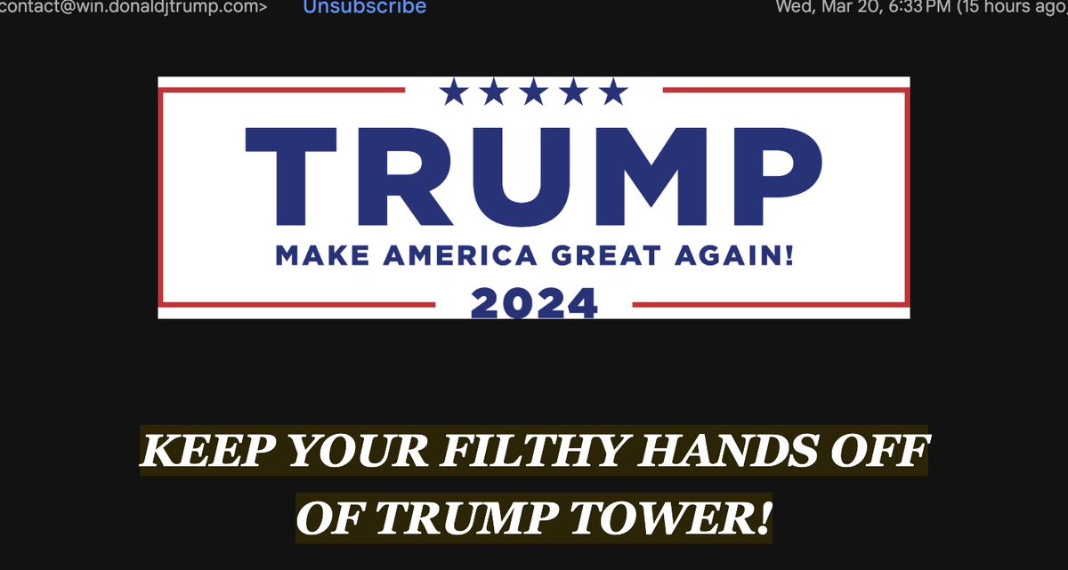 Yesterday morning, it was 'hands off Trump Tower.' Come yesterday evening, it was 'keep your filthy hands off Trump Tower.' How Donald Trump's email fundraising pitches changed yesterday.